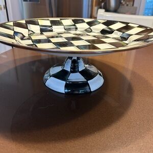 McKenzie Childs checkered cake stand